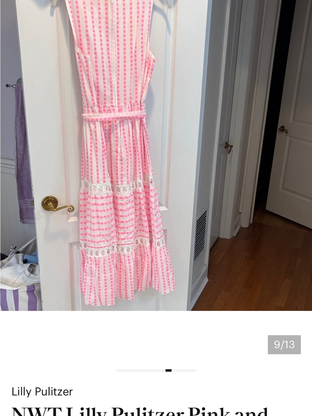 NWT Lilly Pulitzer Pink and White Striped Tie-Waist Maxi Dress - Picture 9 of 12
